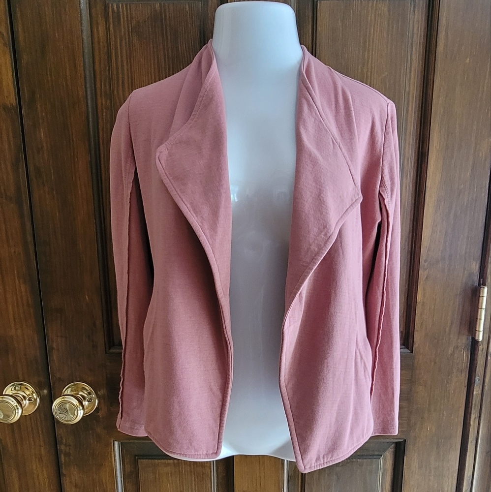 Women's Open Front Drape Jacket - Pink